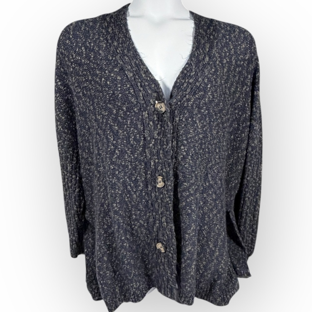 MarlaWynne Blue/Gray‎ Green Marled Chunky Oversized Lagenlook Cardigan Sweater